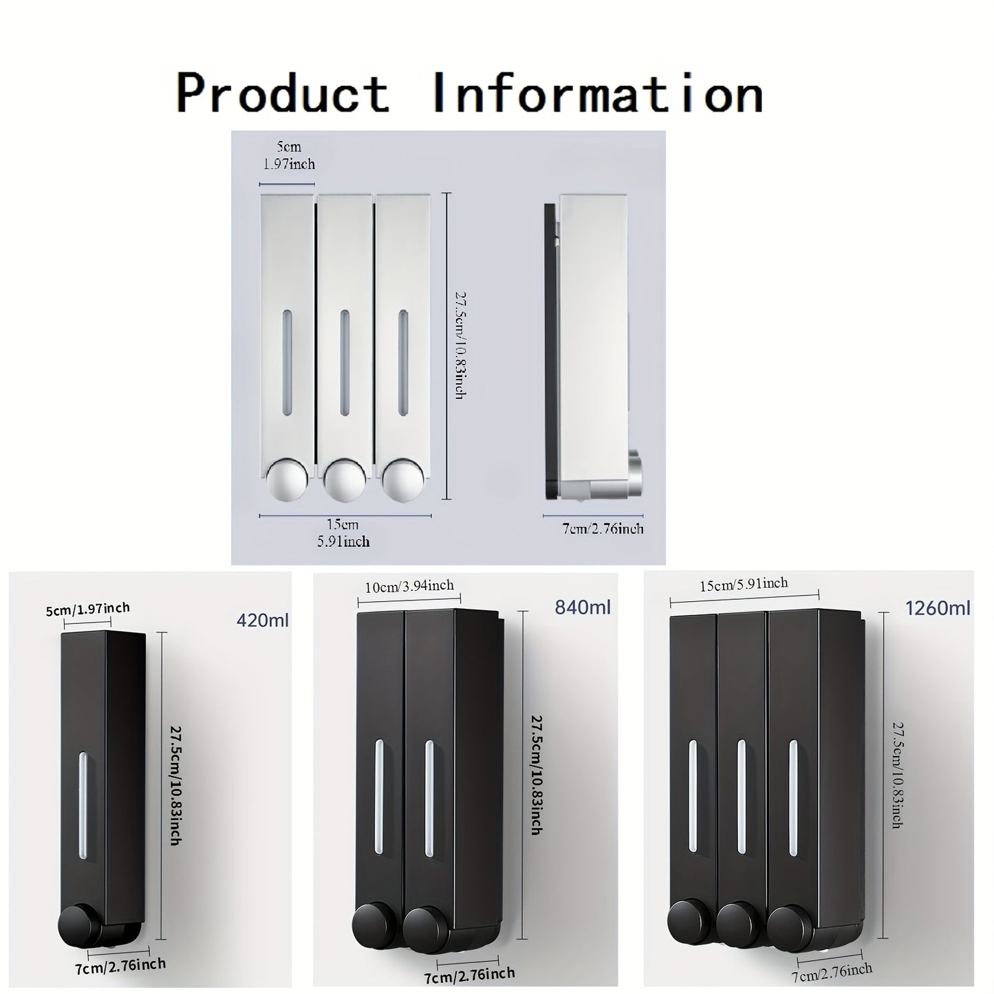 420ml Shampoo and Conditioner Dispenser