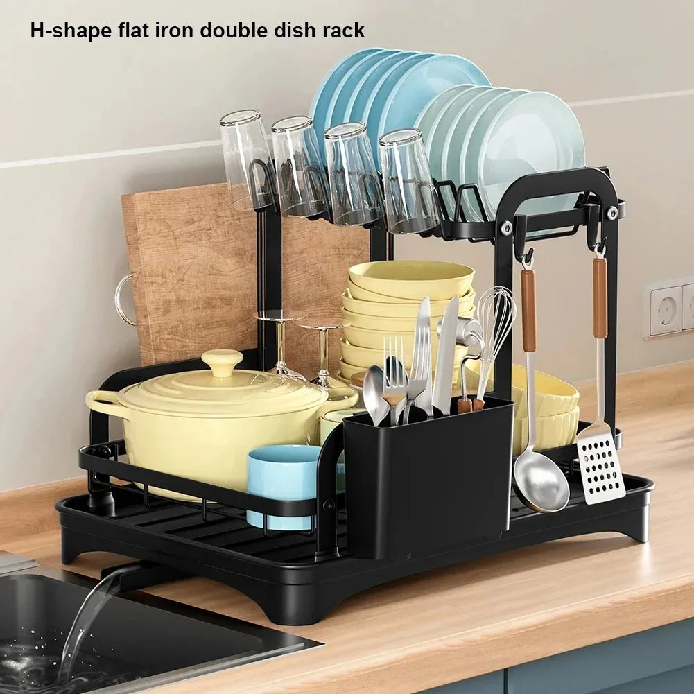 2-Tier Dish Bowl Drainer Storage Rack
