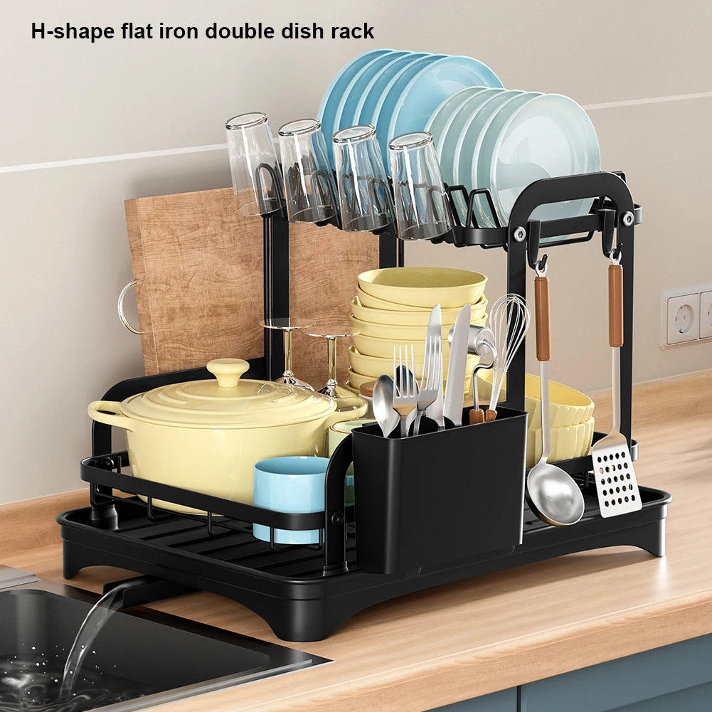 2-Tier Dish Bowl Drainer Storage Rack