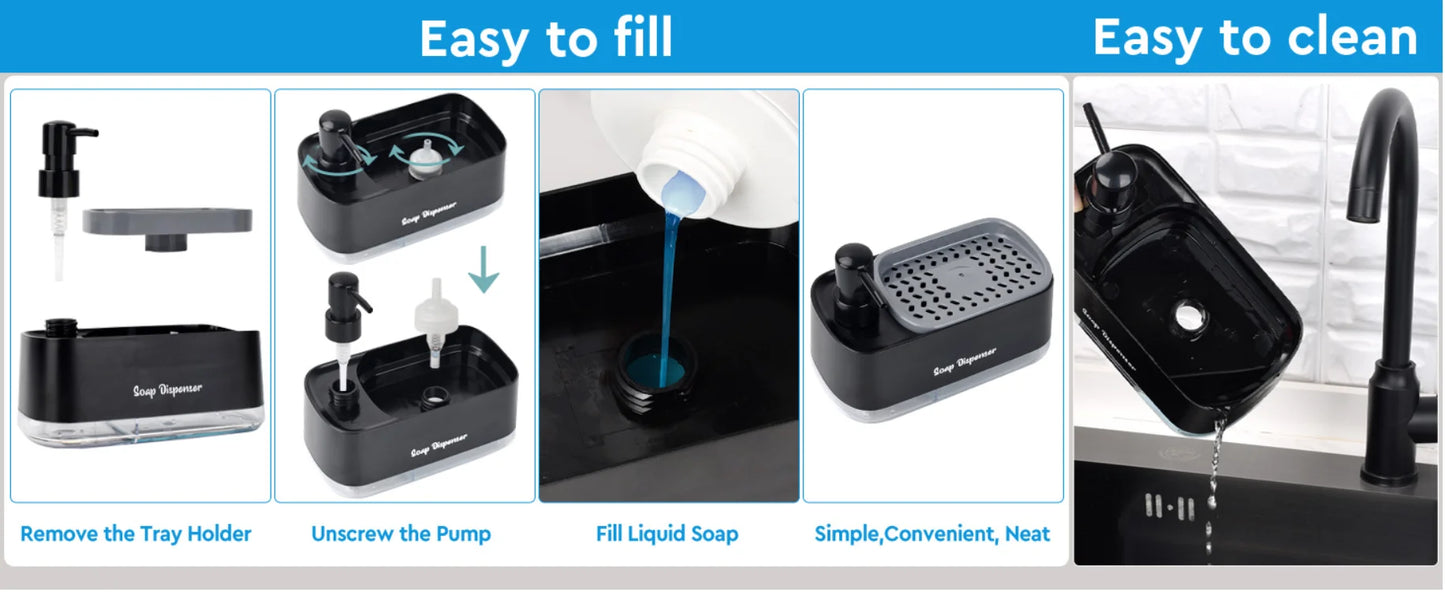 Hand and Dish Soap Dispenser Set 3-in-1