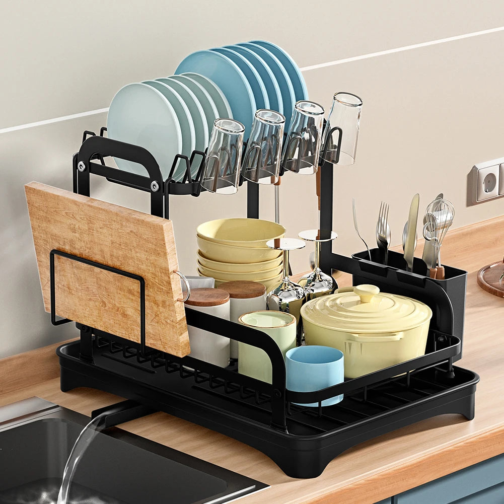 2-Tier Dish Bowl Drainer Storage Rack