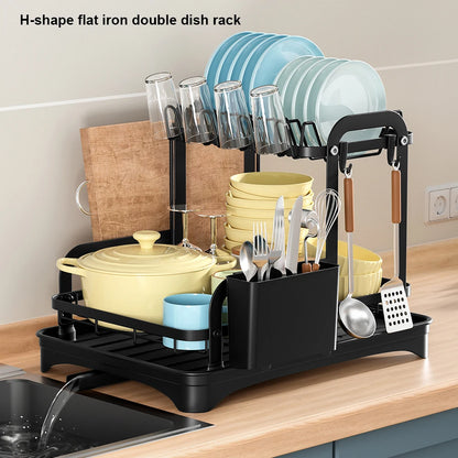 2-Tier Dish Bowl Drainer Storage Rack