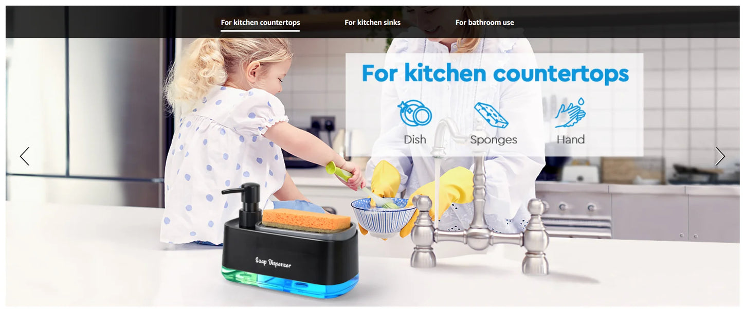 Hand and Dish Soap Dispenser Set 3-in-1