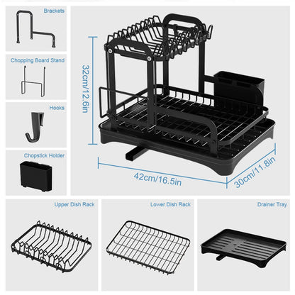 2-Tier Dish Bowl Drainer Storage Rack